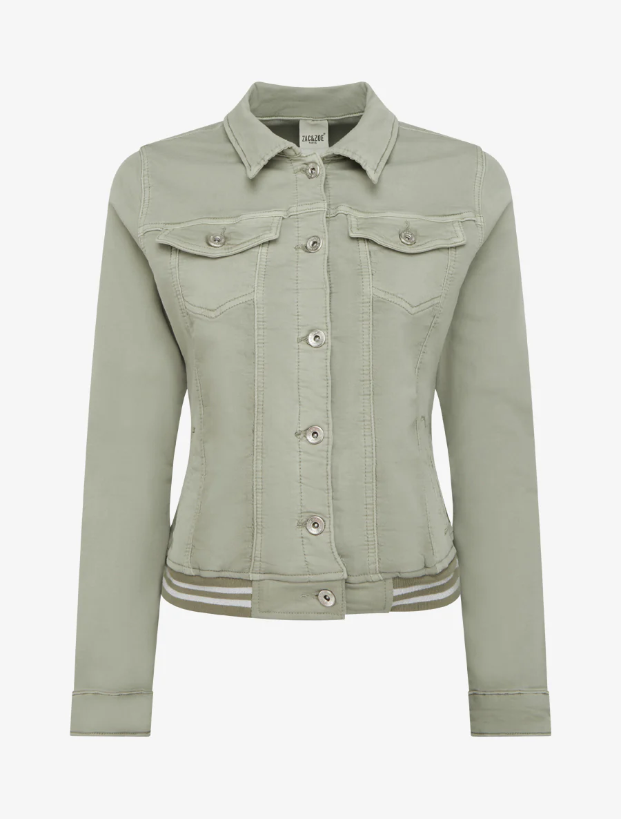 Veste en jean à bords élastiqués - Kaki clair