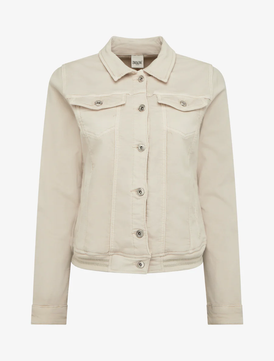 Veste en jean à bords élastiqués - Beige