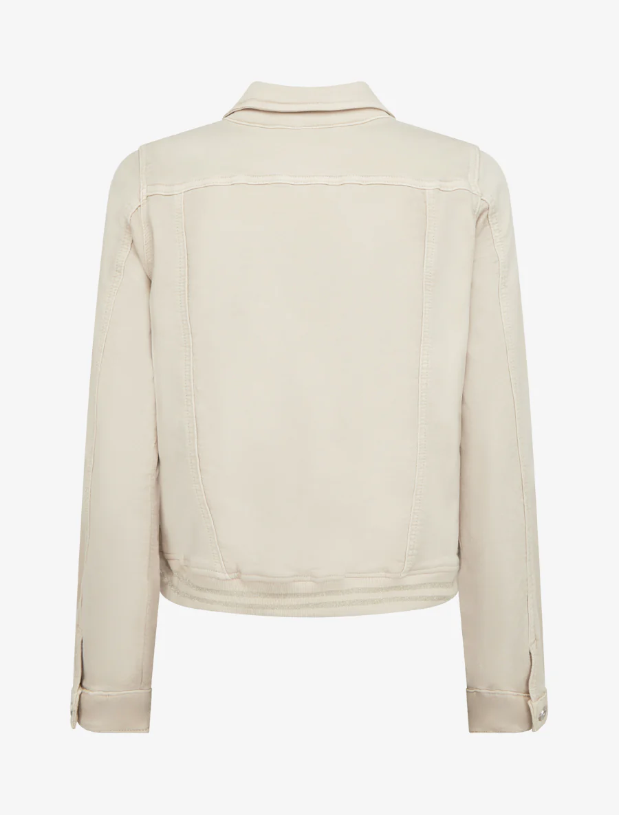 Veste en jean à bords élastiqués - Beige - Image 2