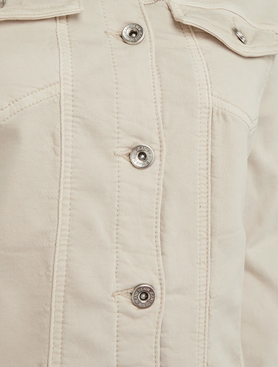 Veste en jean à bords élastiqués - Beige - Image 3