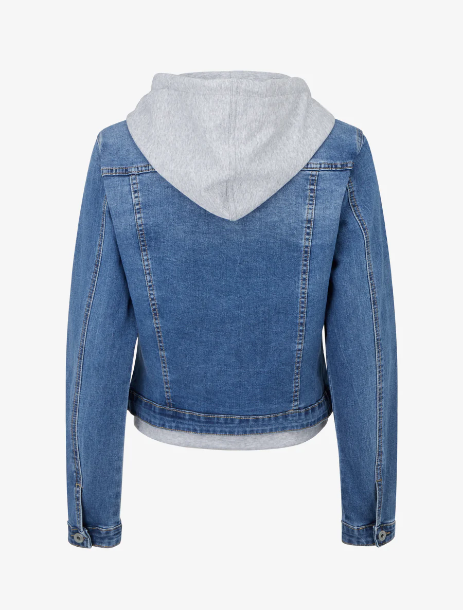 Veste en jean à capuche - Bleu - Image 2