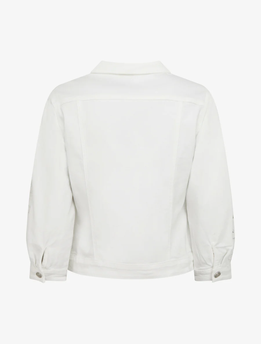 Veste en jean à manches brodées - Blanc - Image 2
