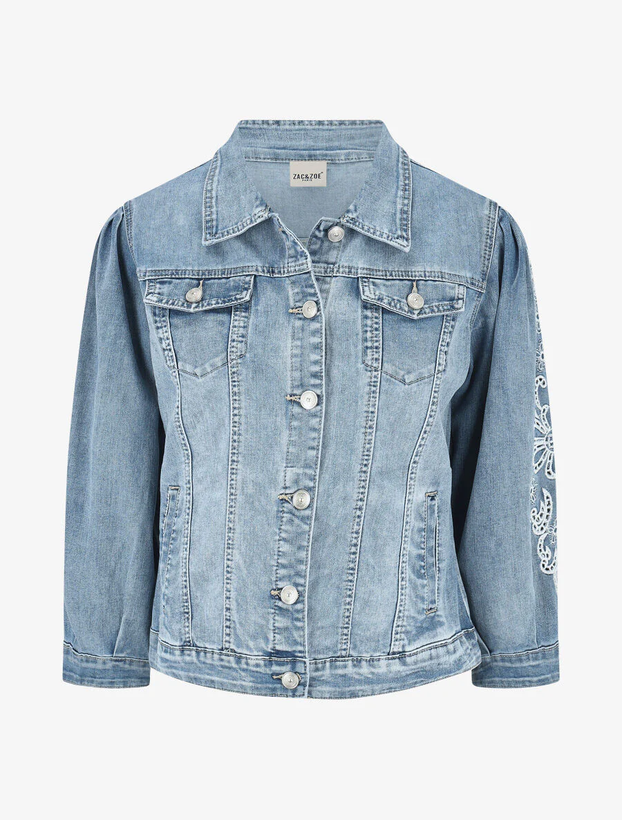 Veste en jean à manches longues stylisées - Bleu