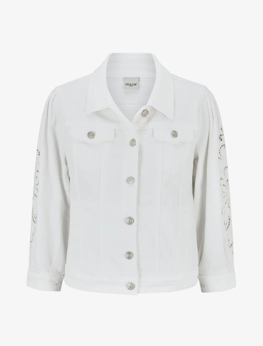 Veste en jean à manches longues stylisées - Blanc