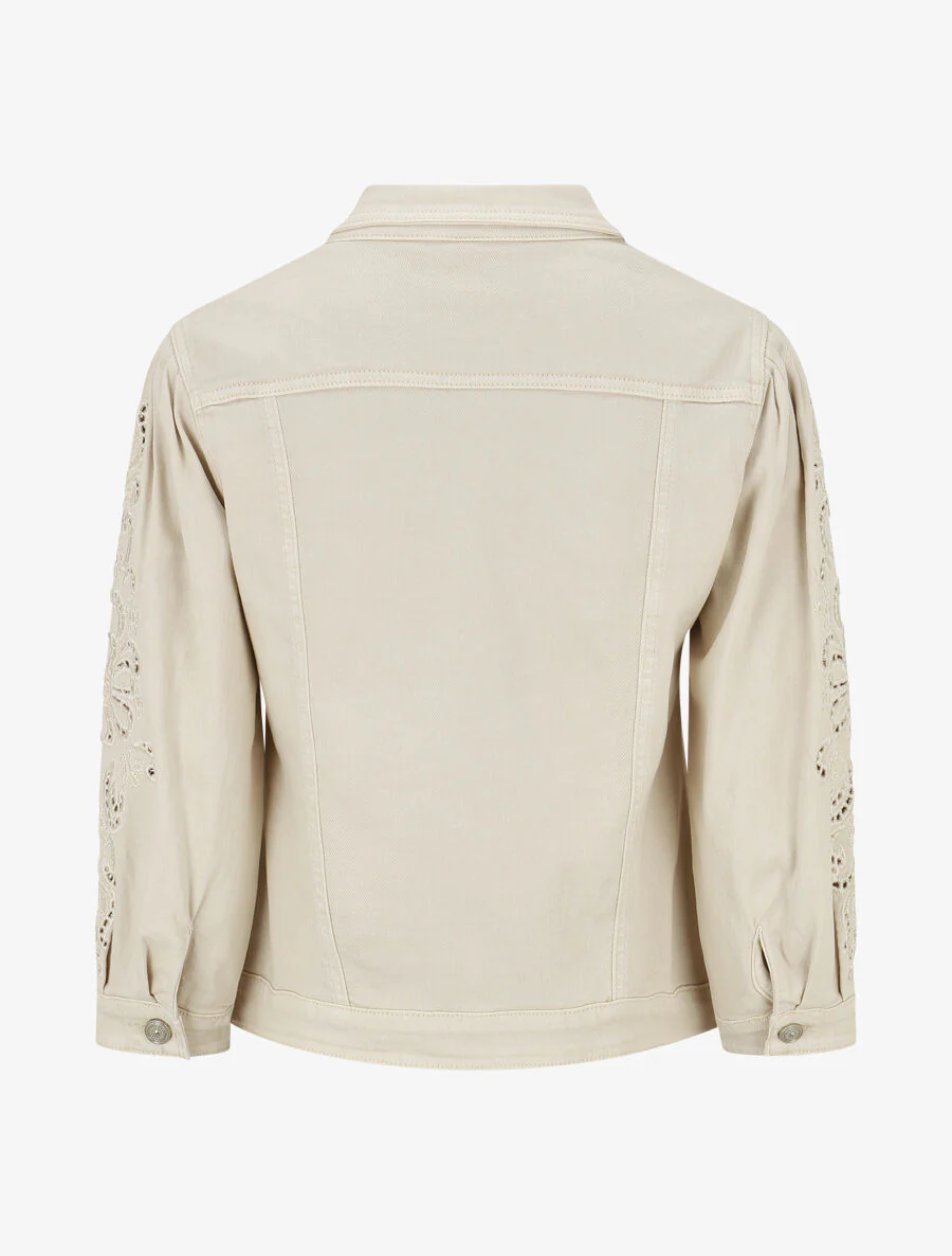 Veste en jean à manches longues stylisées - Beige - Image 2