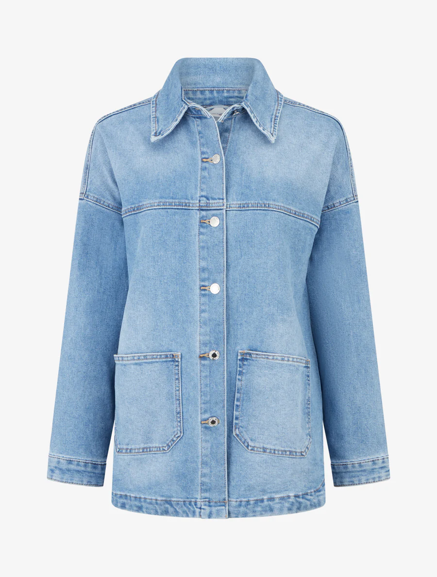 Veste en jean à poches plaquées - Bleu clair