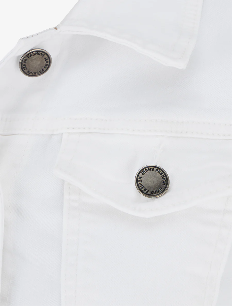 Veste en jean ajustée - Blanc - Image 3