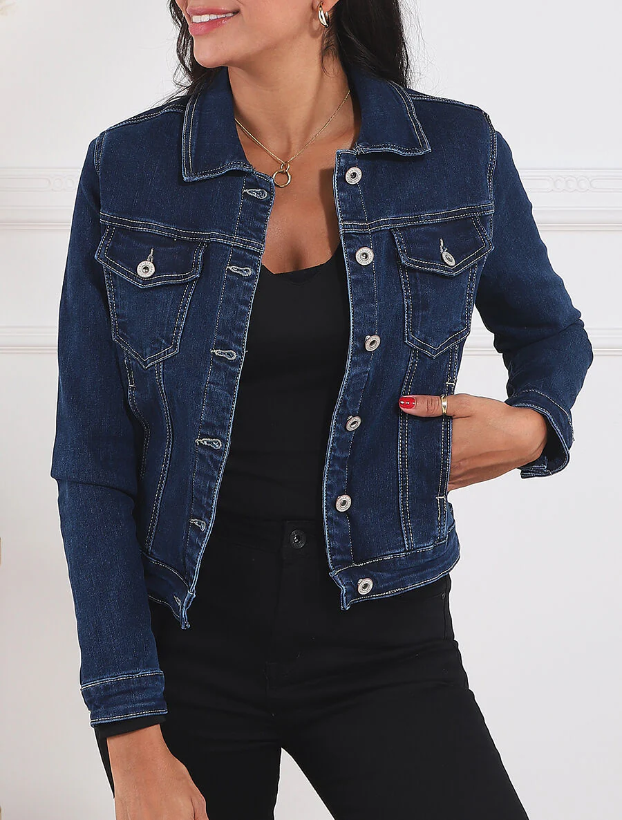 Veste en jean ajustée - Bleu - Image 4