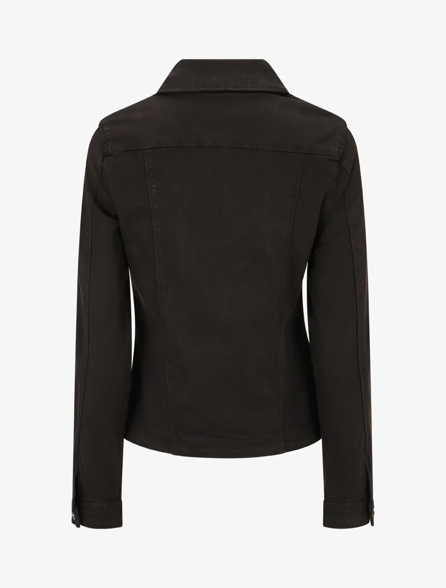Veste en jean boutonnée et zippée - Noir - Image 2