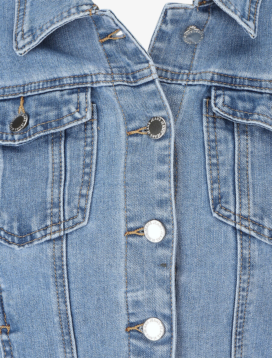 Veste en jean coupe ajustée - Bleu - Image 3