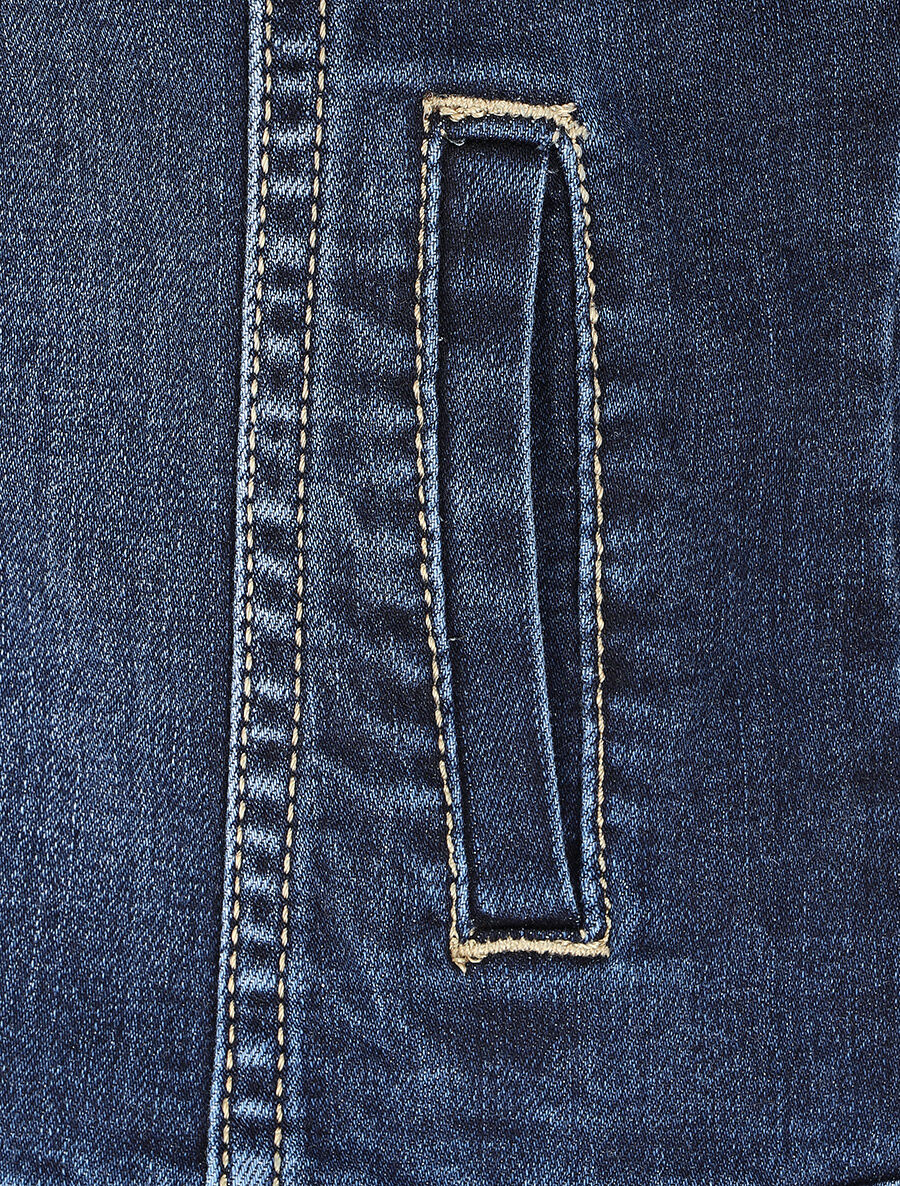 Veste en jean coupe ajustée - Bleu - Image 3