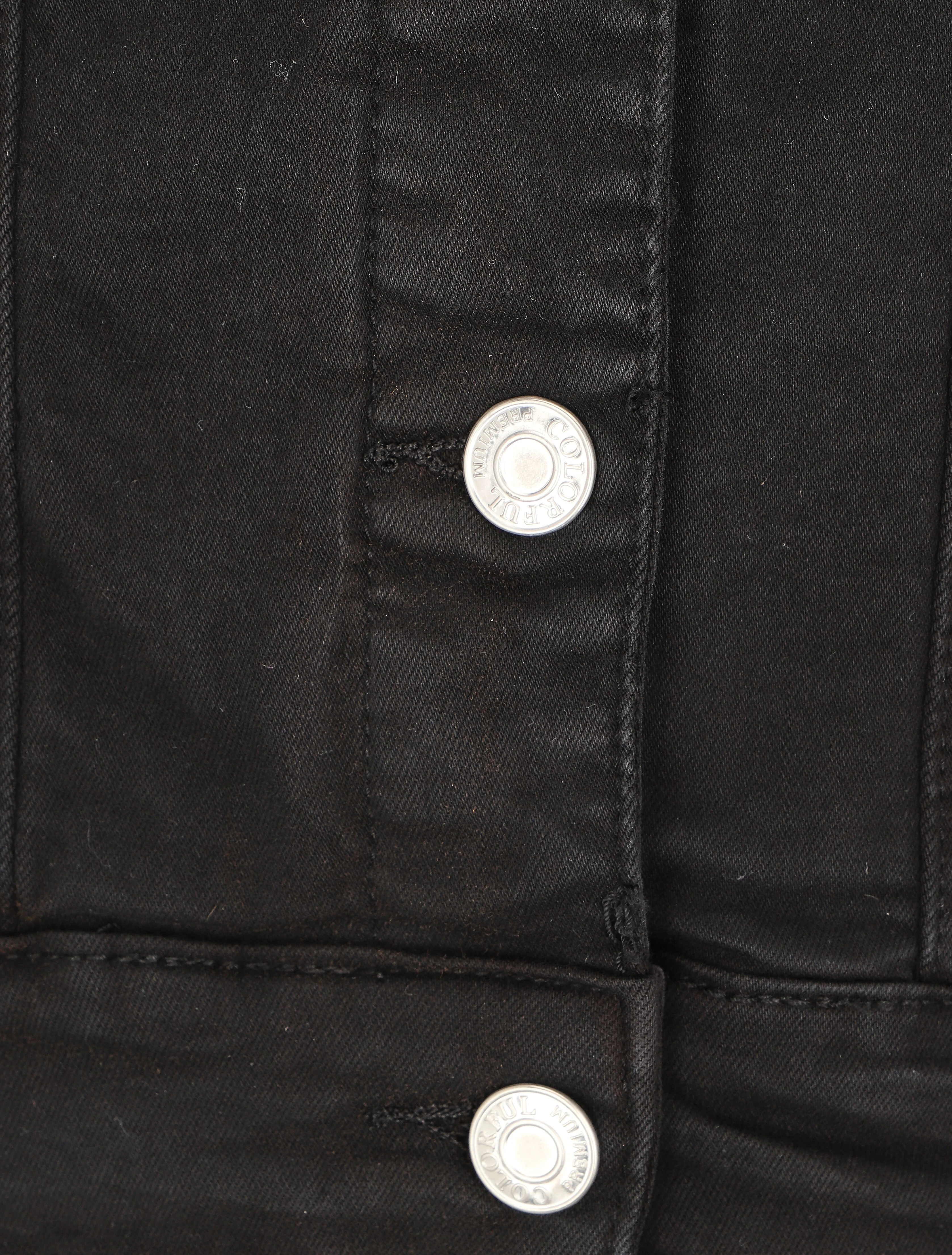 Veste en jean coupe droite - Noir - Image 3