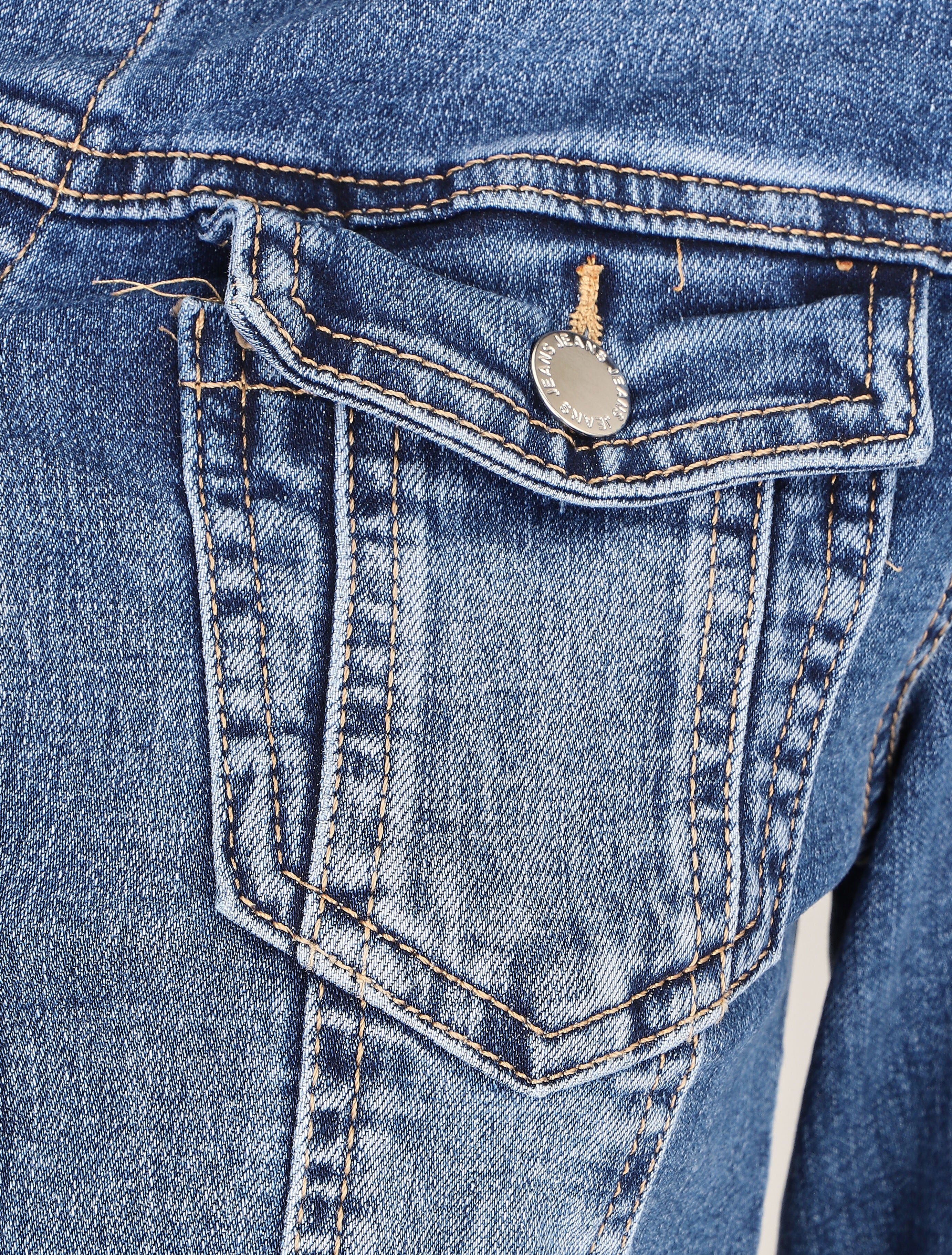 Veste en jean courte - Bleu - Image 3