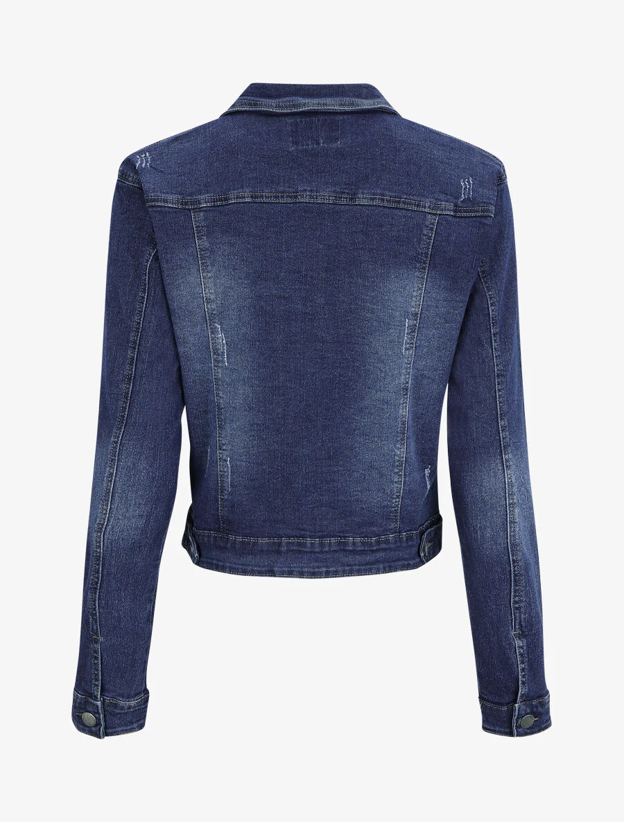 Veste en jean droite à détail griffures - Brut - Image 2