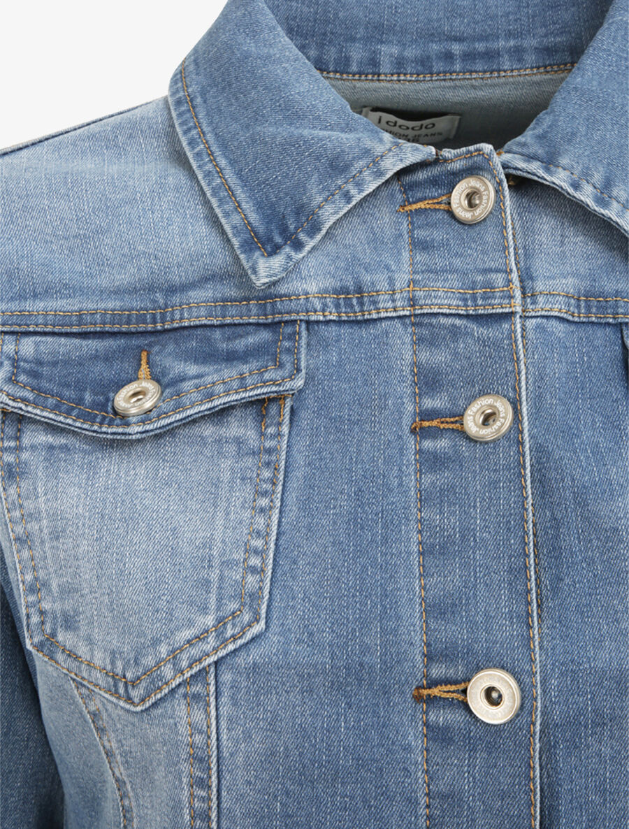Veste en jean droite délavé - Bleu - Image 3