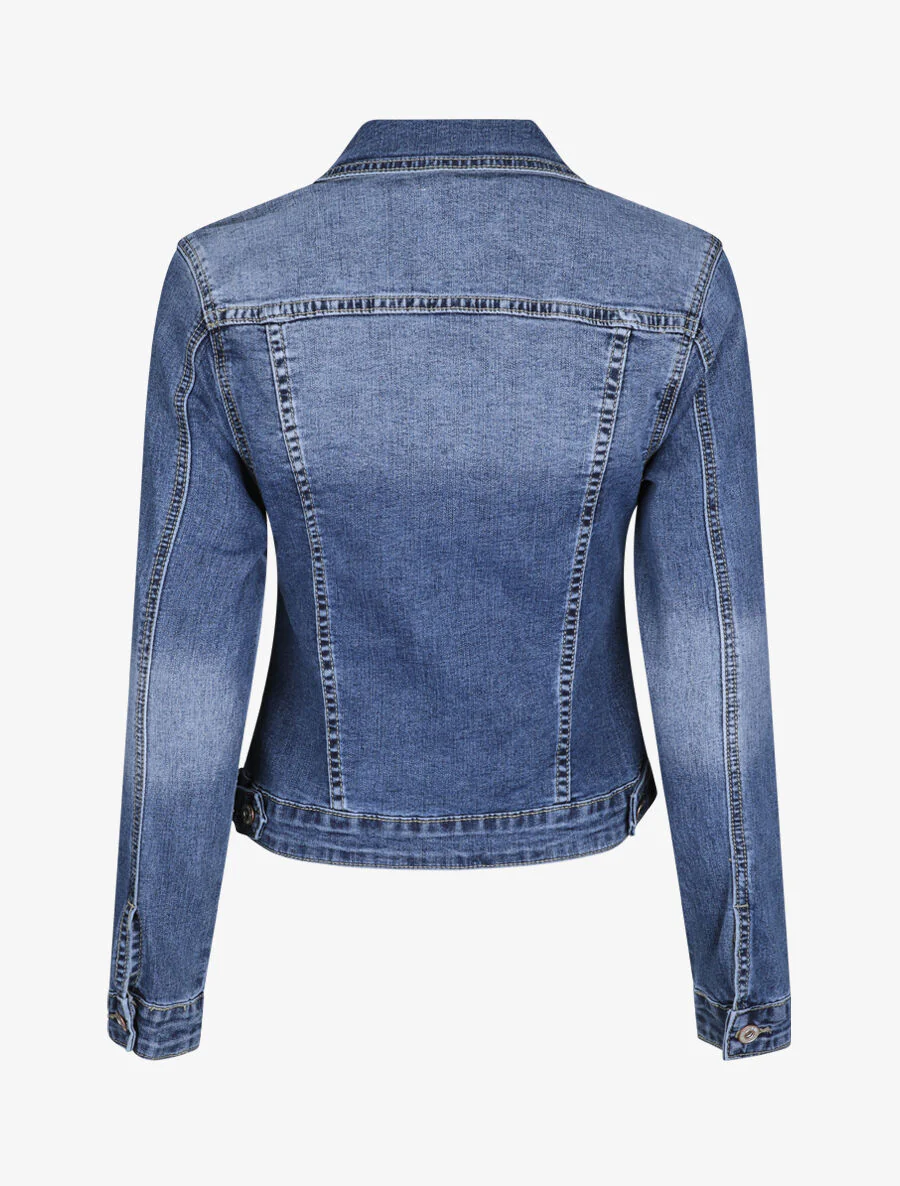 Veste en jean droite délavée - Bleu - Image 2