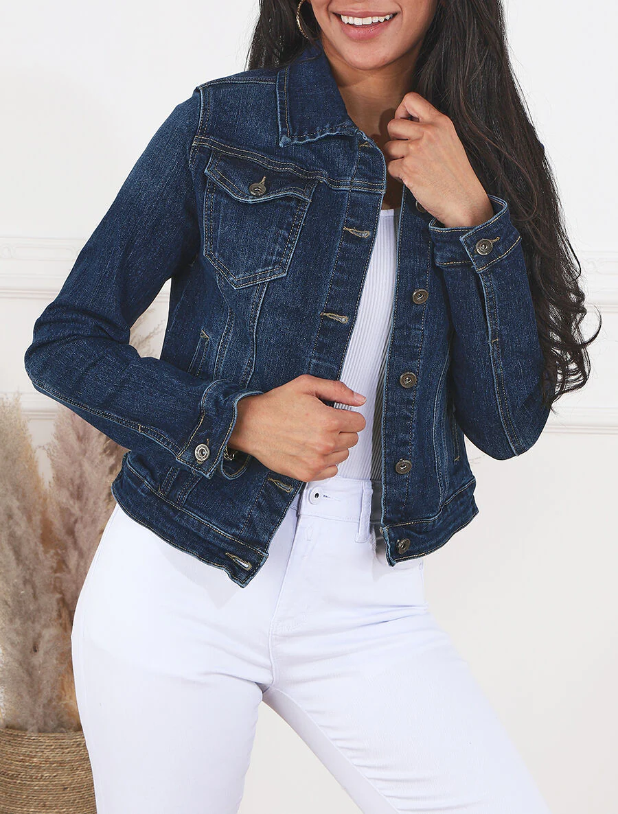 Veste en jean droite - Bleu denim - Image 4