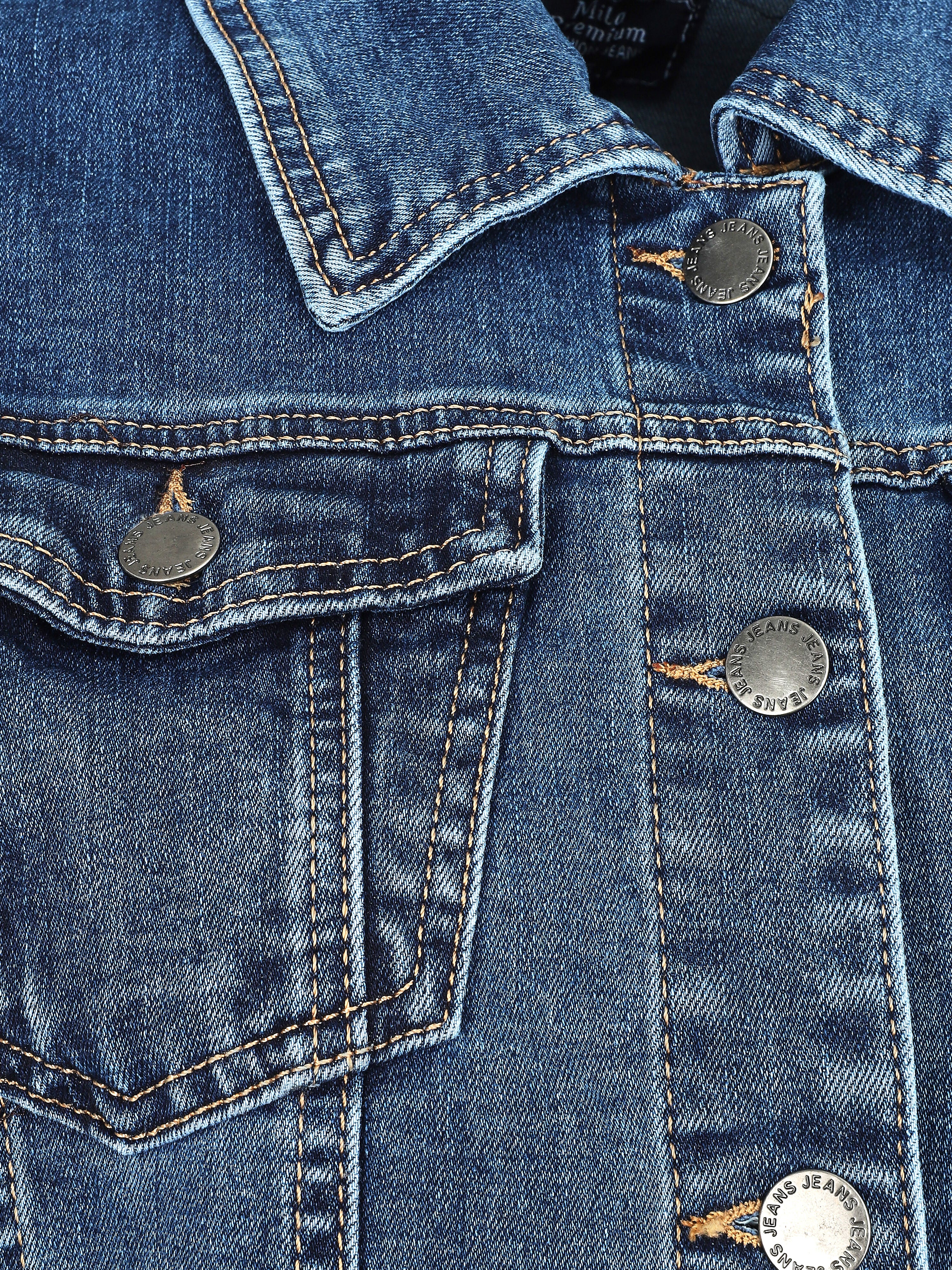 Veste en jean droite grande taille - Bleu denim - Image 3