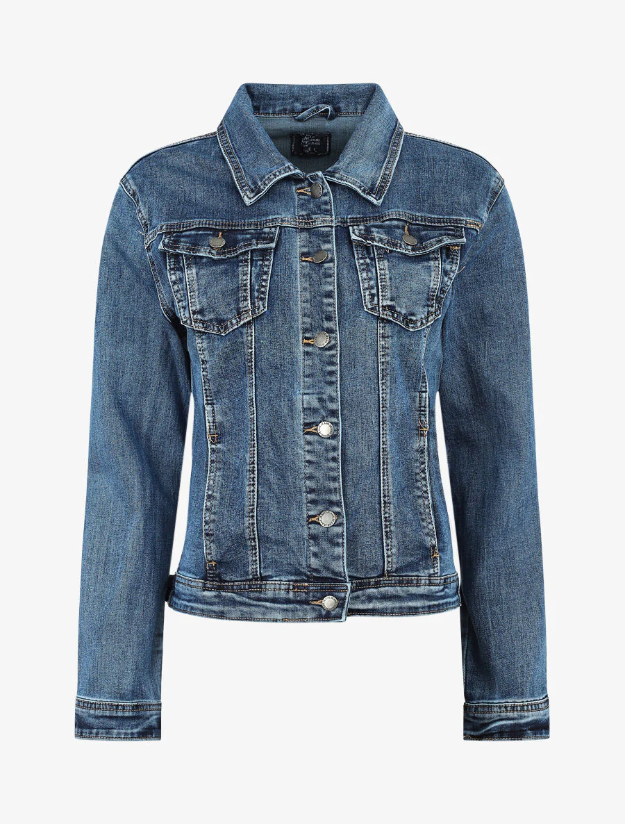 Veste en jean grande taille coupe droite - Bleu