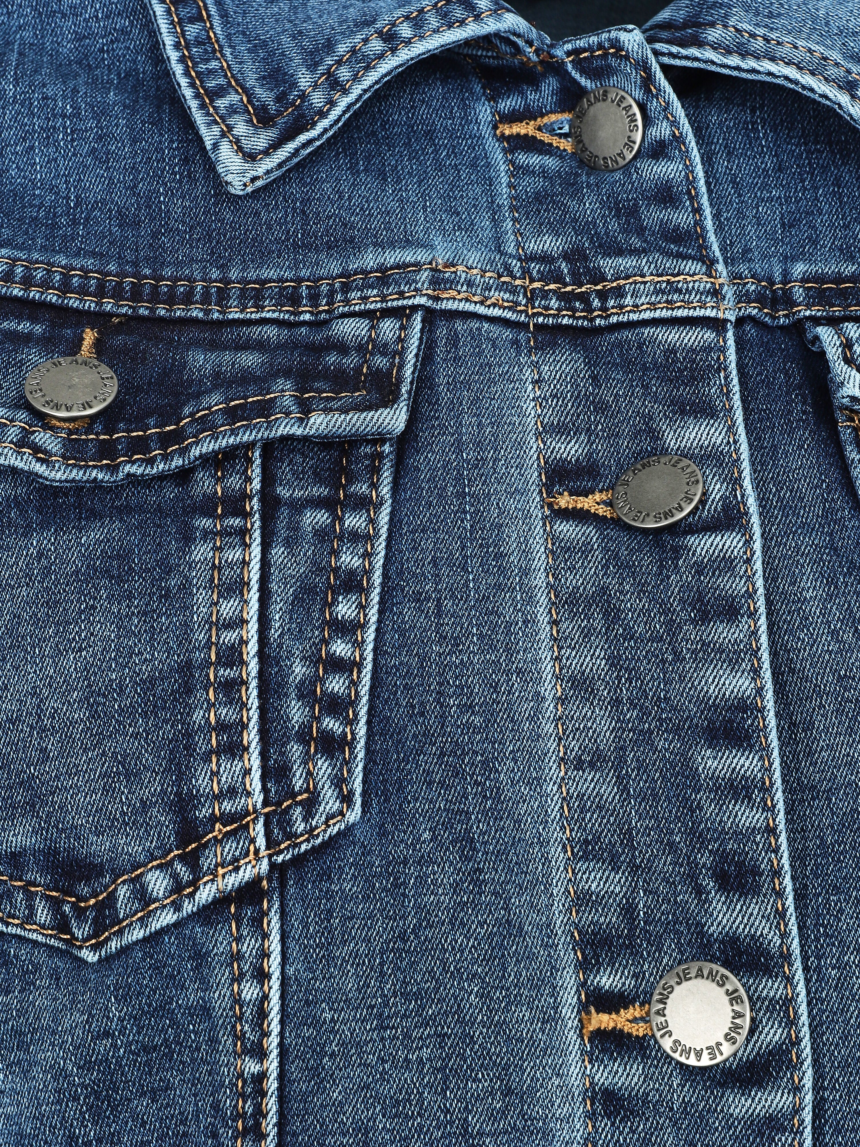 Veste en jean grande taille coupe droite - Bleu - Image 3