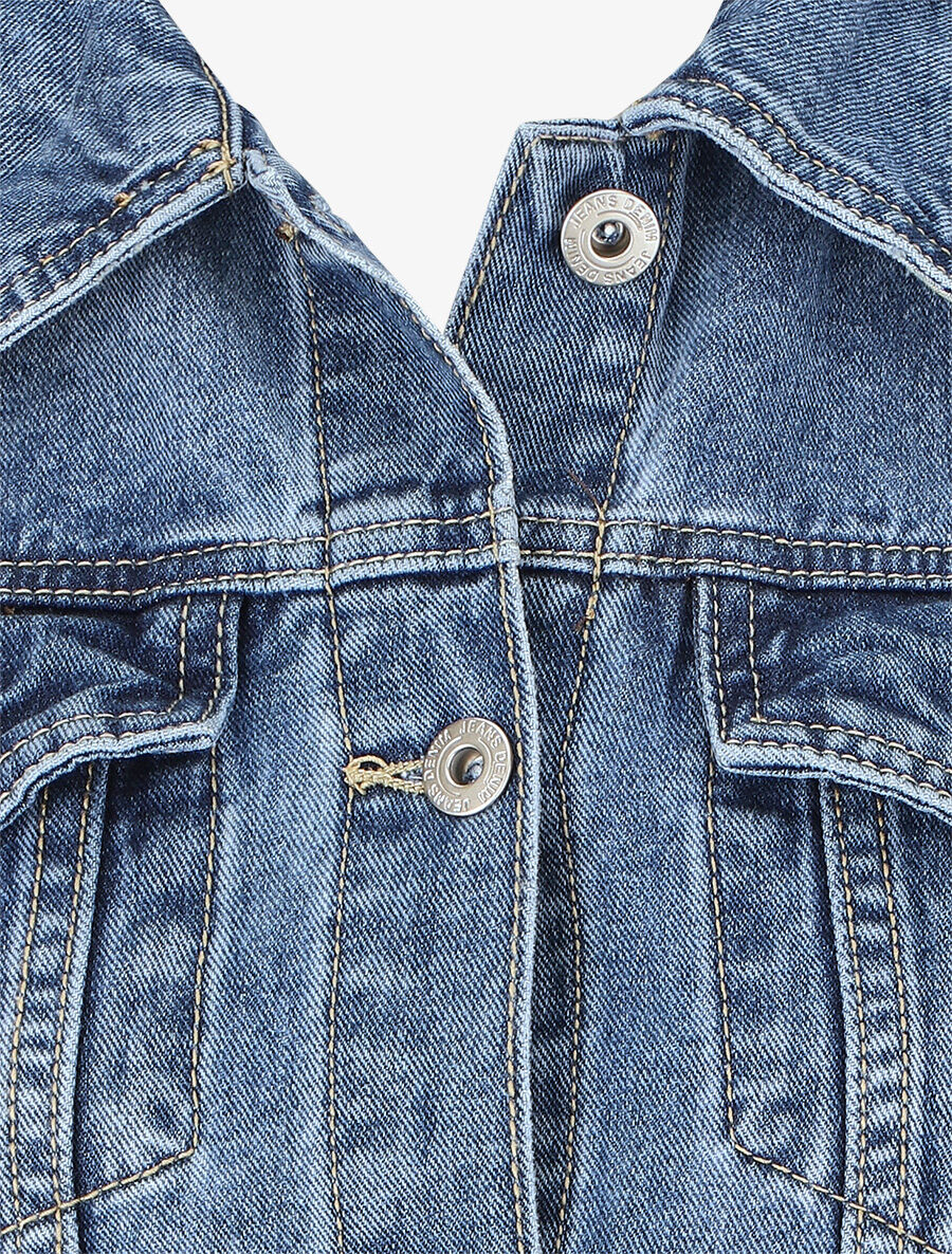 Veste en jean sans manches ajustée - Bleu - Image 3