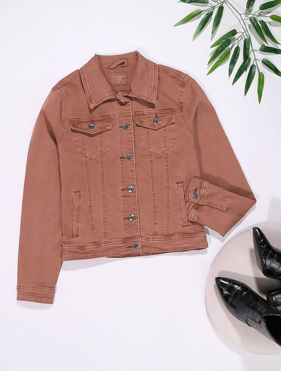 Veste en jean stretch - Vieux rose