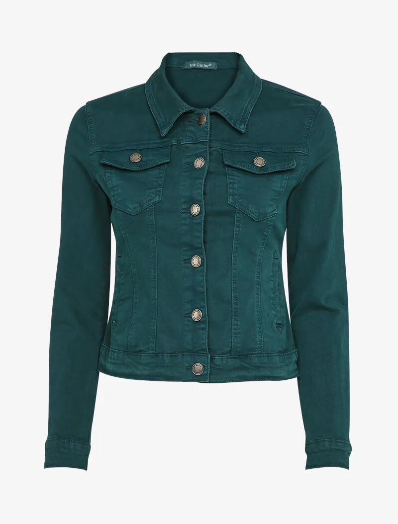 Veste en jean unie - Bleu pétrole