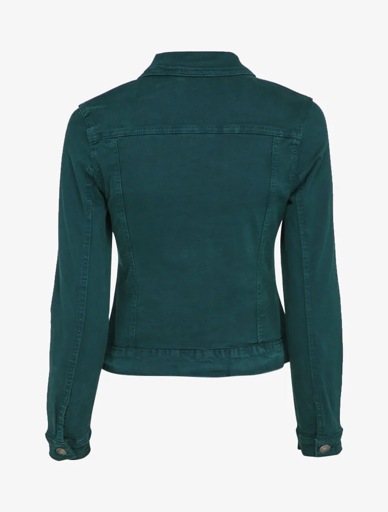 Veste en jean unie - Bleu pétrole - Image 2