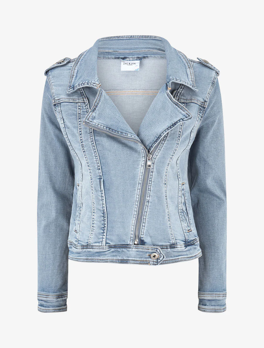Veste en jean zippée - Bleu