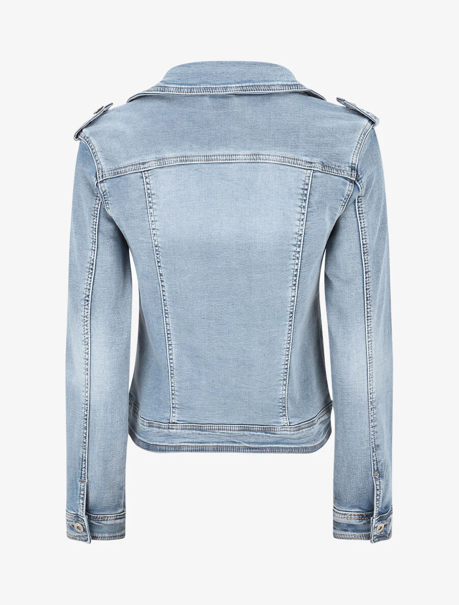 Veste en jean zippée - Bleu - Image 2