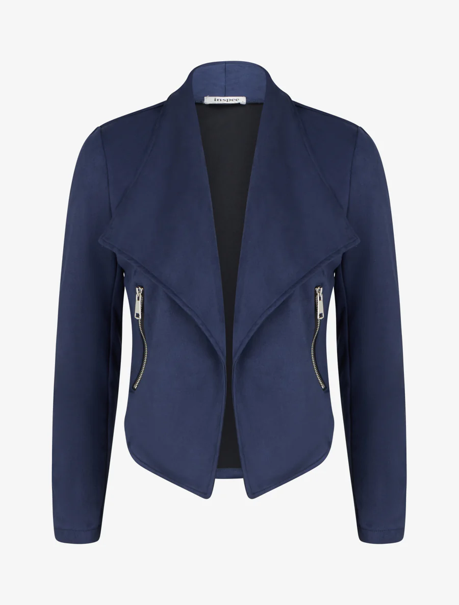 Veste en suédine à col châle - Marine