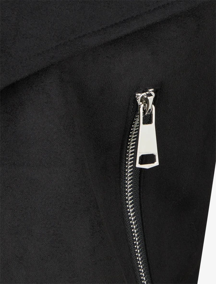 Veste en suédine à col châle - Noir - Image 3