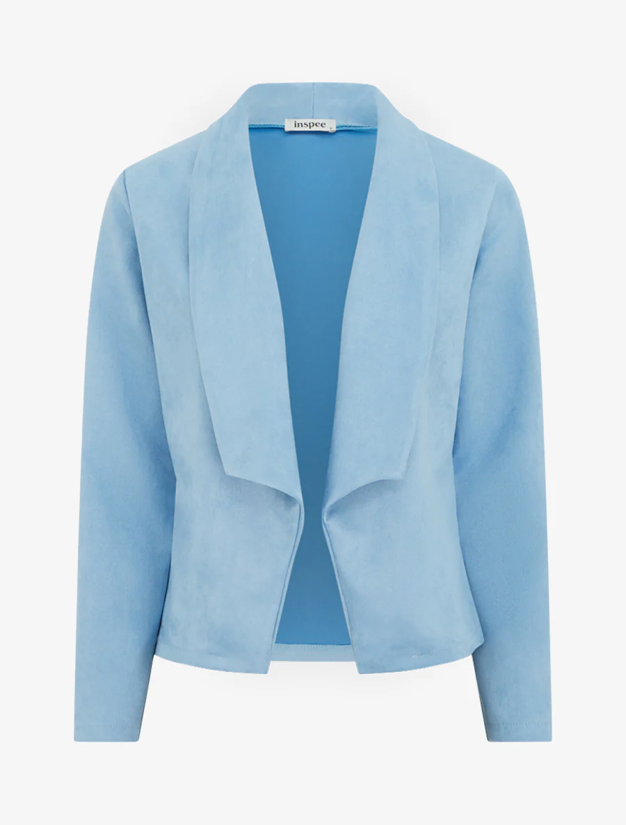 Veste en suédine à cole châle - Bleu ciel