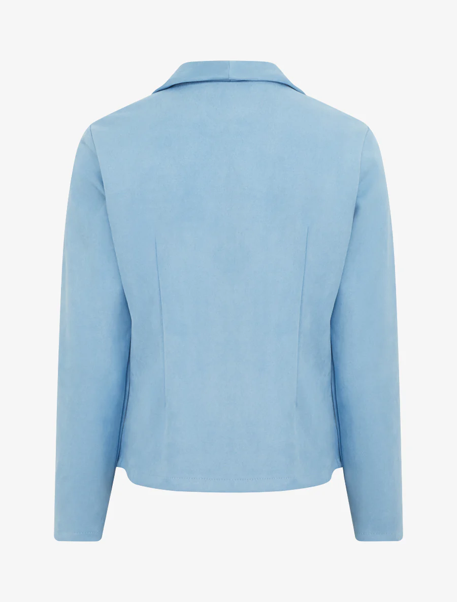 Veste en suédine à cole châle - Bleu ciel - Image 2