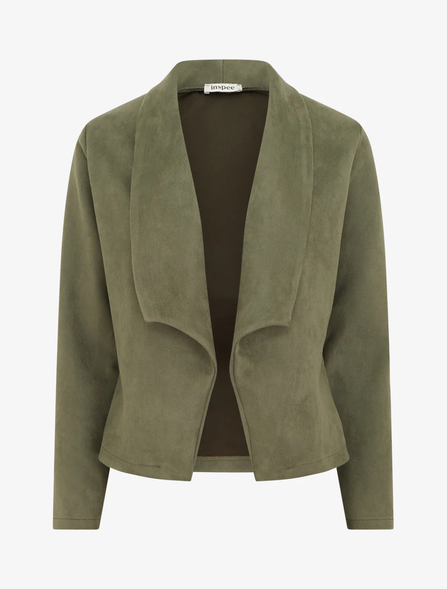Veste en suédine à cole châle - Kaki