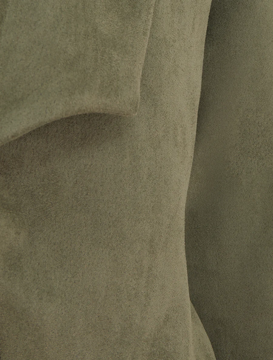 Veste en suédine à cole châle - Kaki - Image 3