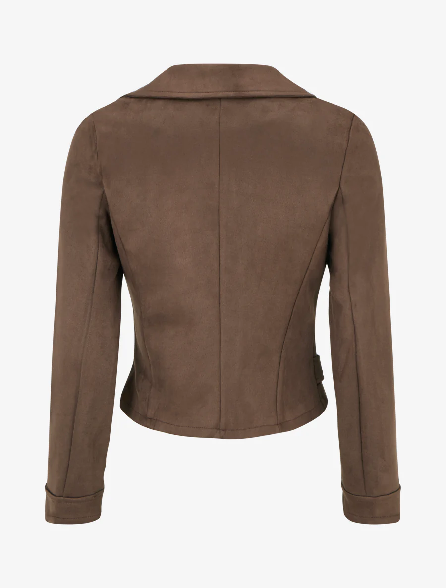 Veste en suédine à fermeture zippée - Marron - Image 2