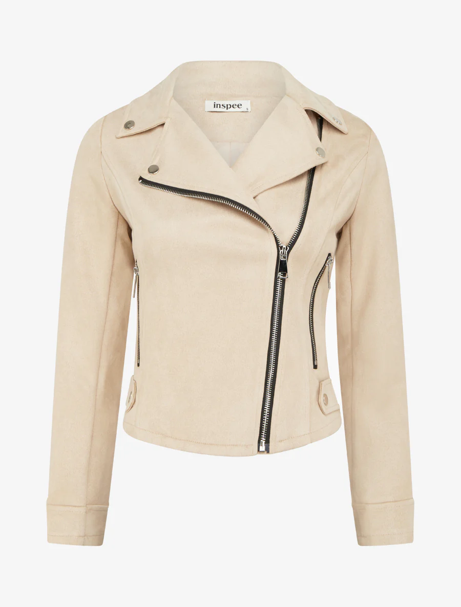 Veste en suédine à fermeture zippée - Beige