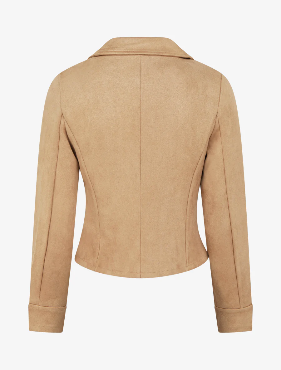 Veste en suédine à fermeture zippée - Camel clair - Image 2