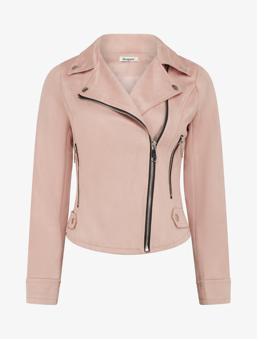 Veste en suédine à fermeture zippée - Rose