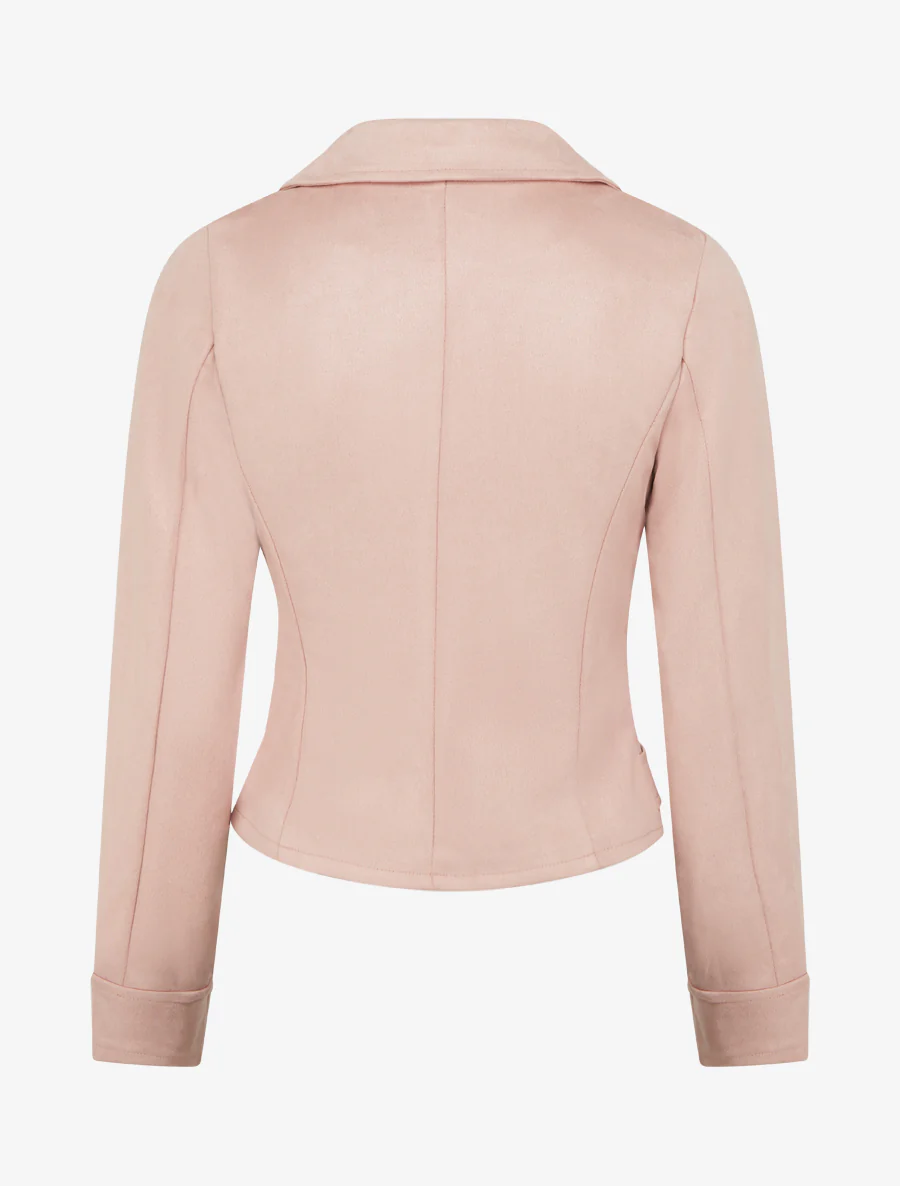 Veste en suédine à fermeture zippée - Rose - Image 2