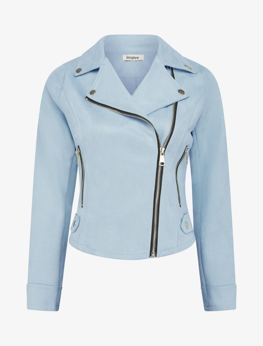 Veste en suédine à fermeture zippée - Bleu ciel