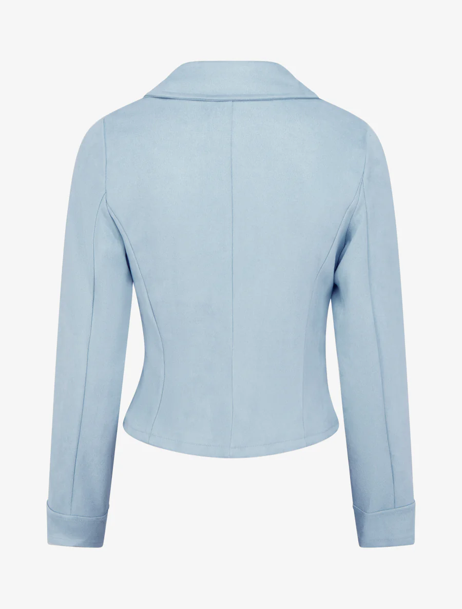 Veste en suédine à fermeture zippée - Bleu ciel - Image 2