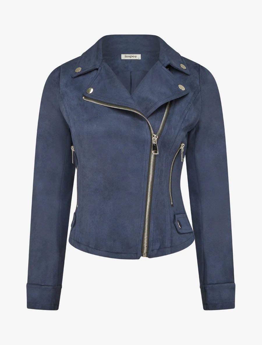 Veste en suédine à fermeture zippée - Marine
