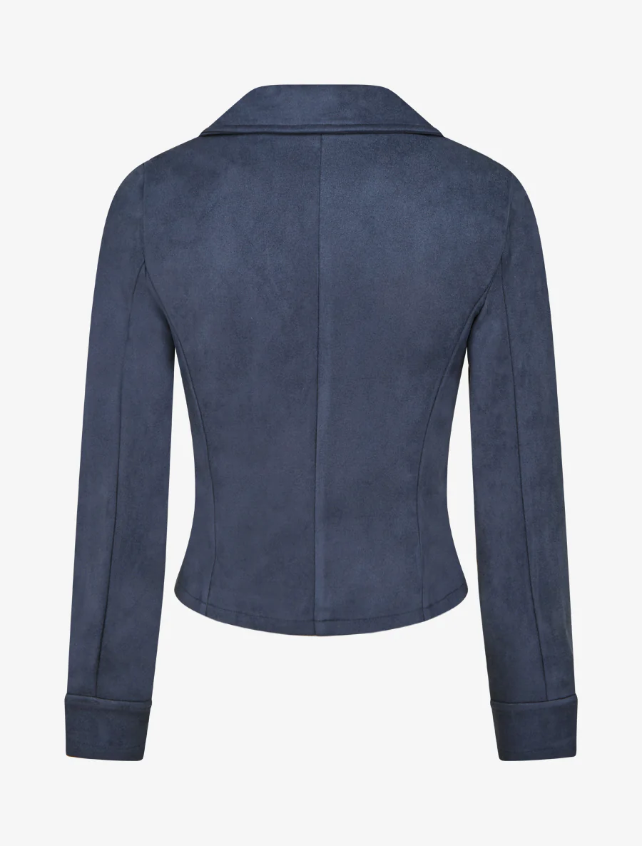 Veste en suédine à fermeture zippée - Marine - Image 2