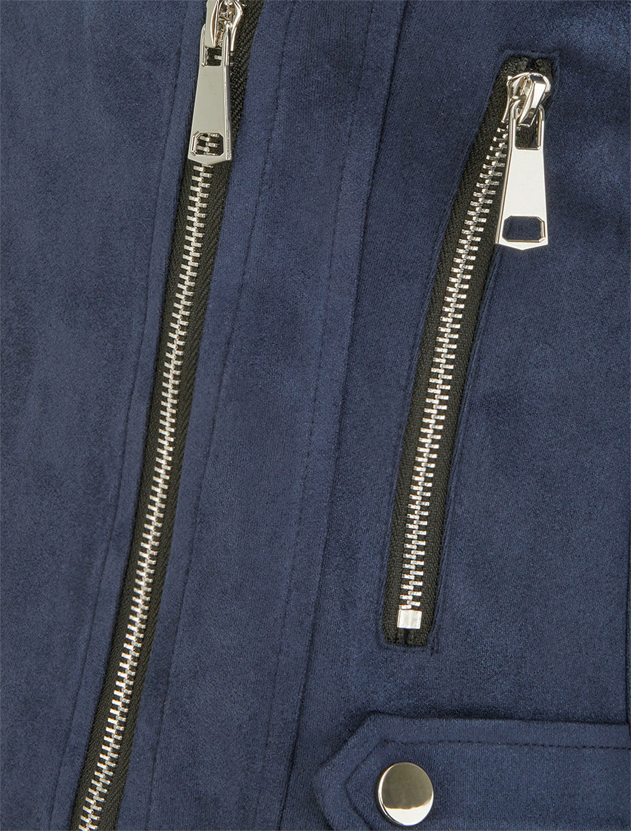 Veste en suédine à fermeture zippée - Marine - Image 3