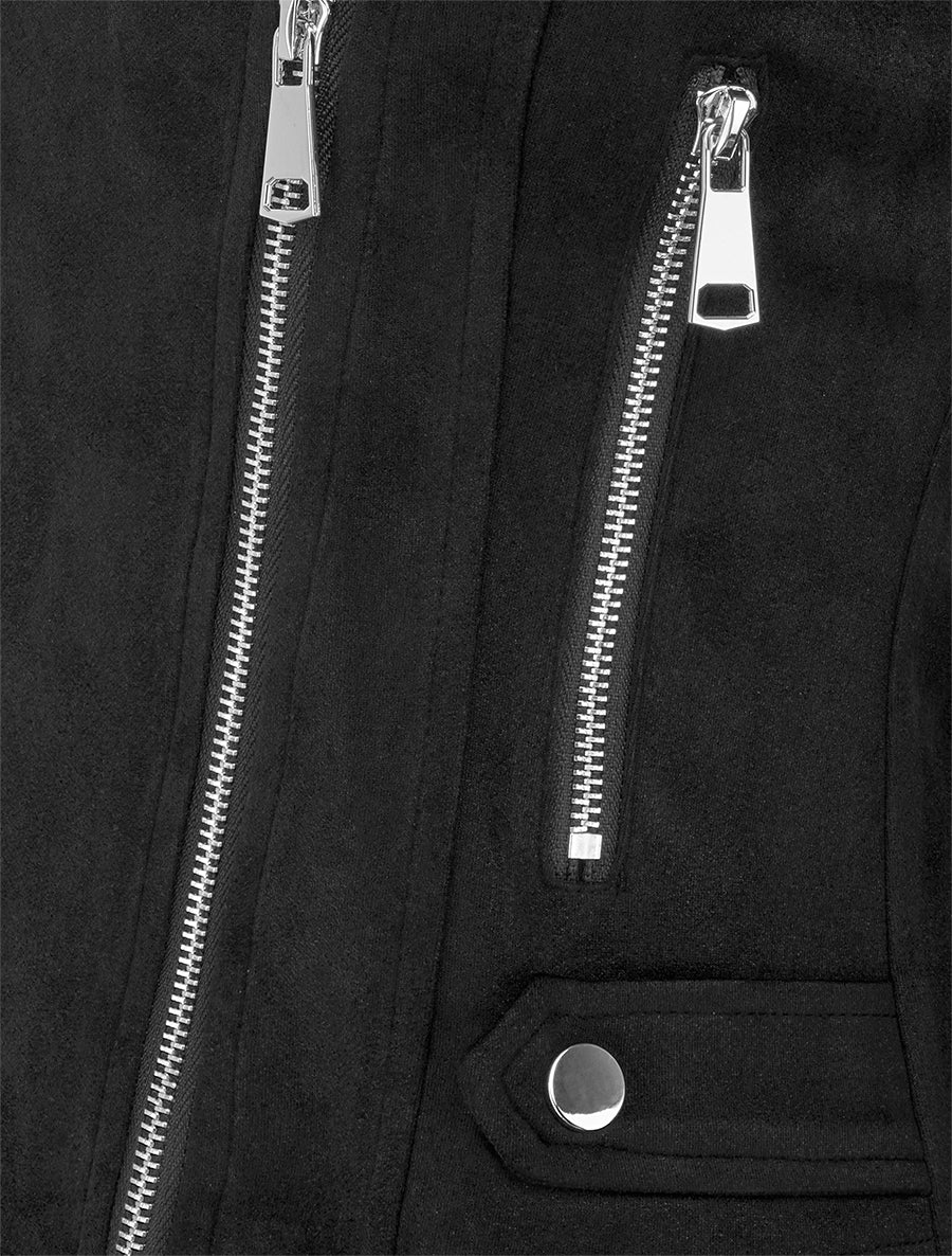 Veste en suédine à fermeture zippée - Noir - Image 3