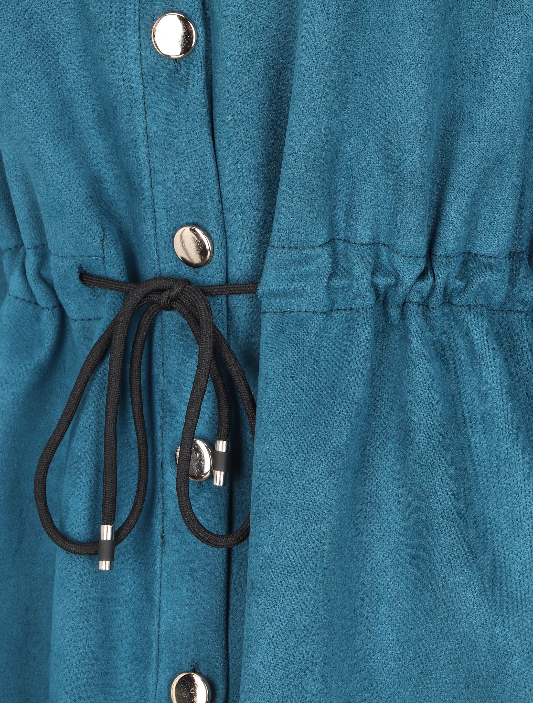 Veste en suédine à manches rabattables - Bleu canard - Image 3