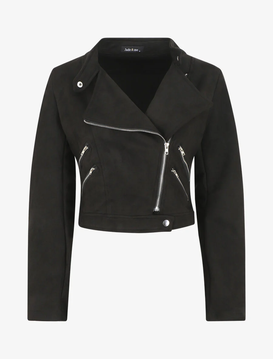 Veste en suédine à mutiples zip - Noir