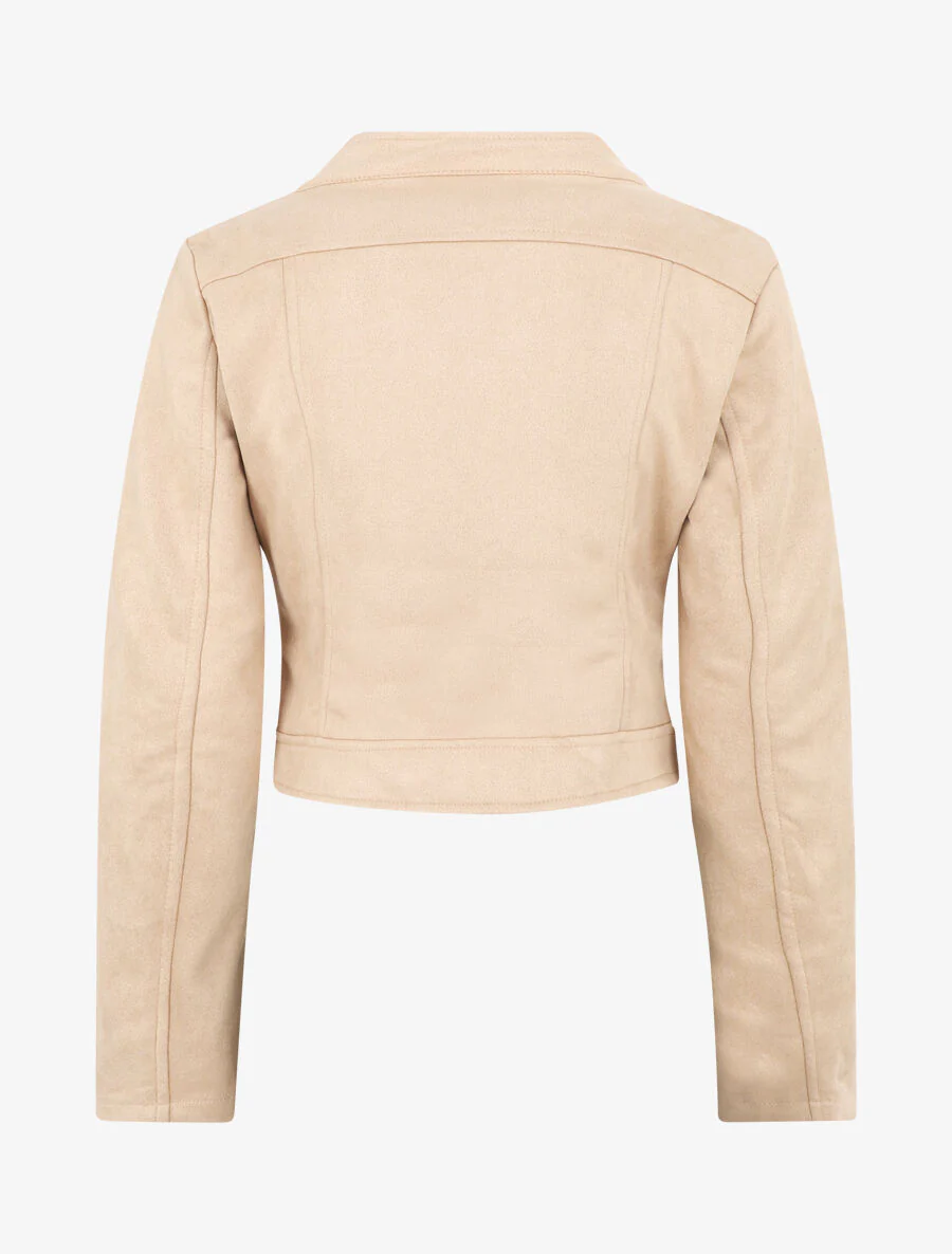 Veste en suédine à mutiples zip - Beige - Image 2